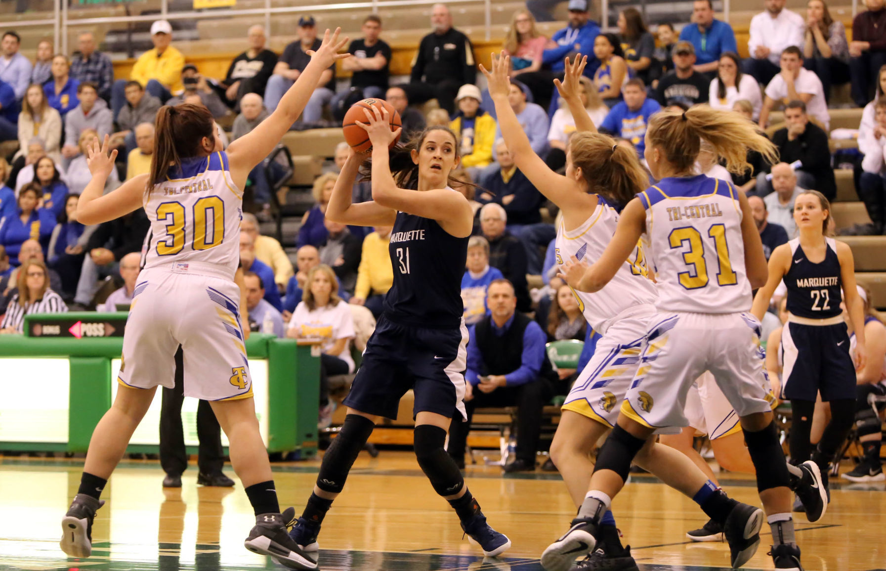 Marquette Catholic vs. Tri-Central girls basketball semistate